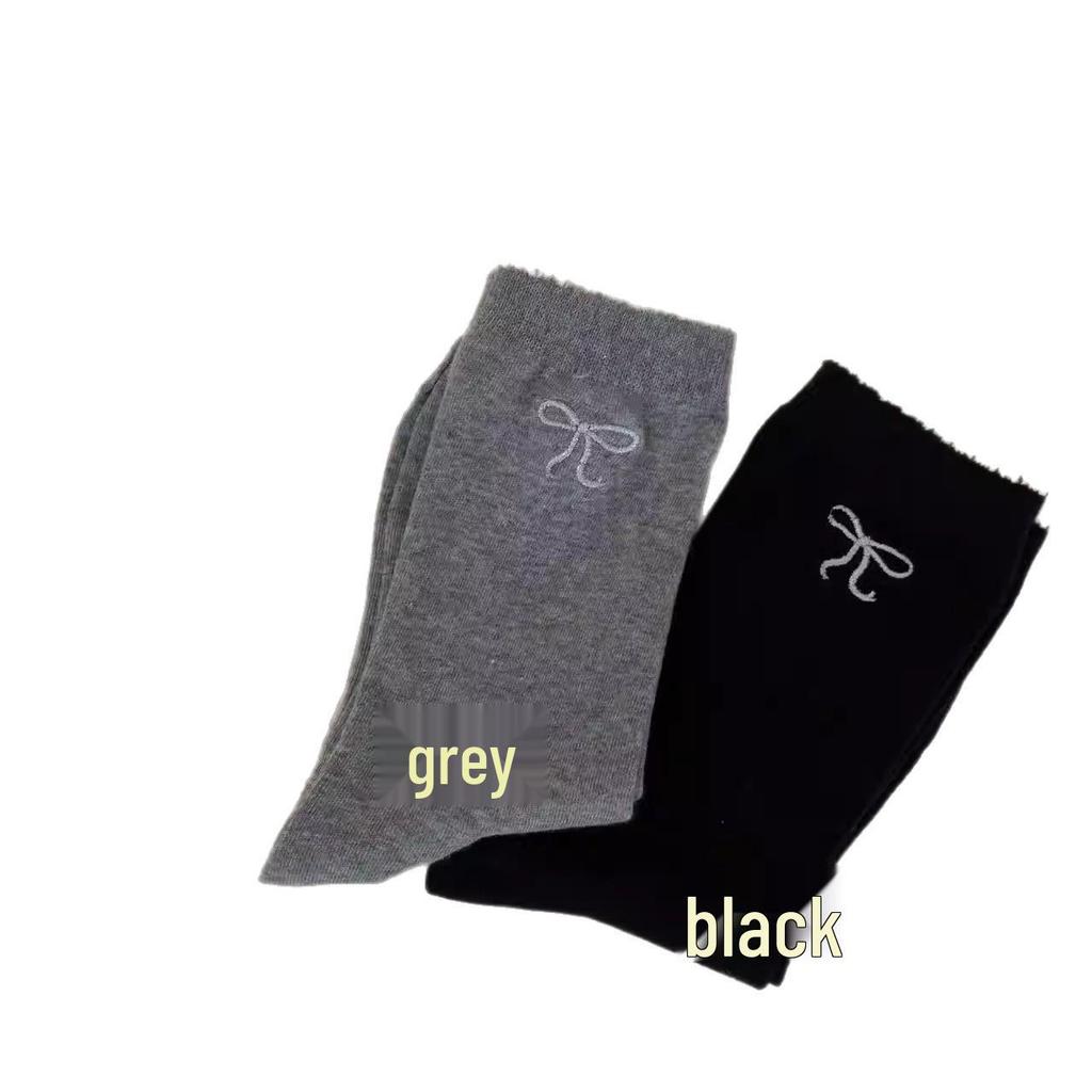 Women's Bowknot Sweet Autumn/Winter Cotton Mid-Calf Socks - Blogger Style 2026, Breathable & Stylish