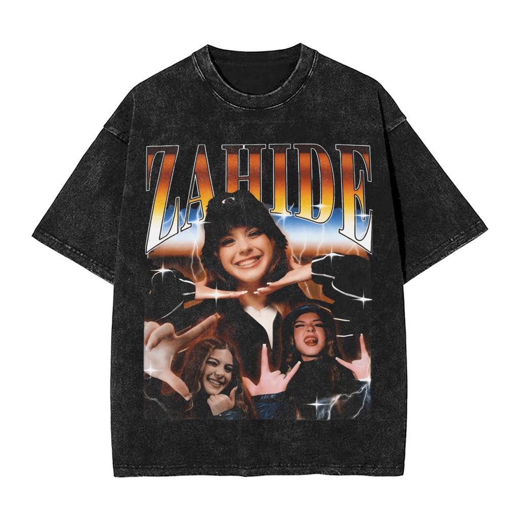 Zahide Washed Tshirt Men  Vintage Cotton T Shirts Summer Crewneck Fashion Tees Printed Plus Size Tops