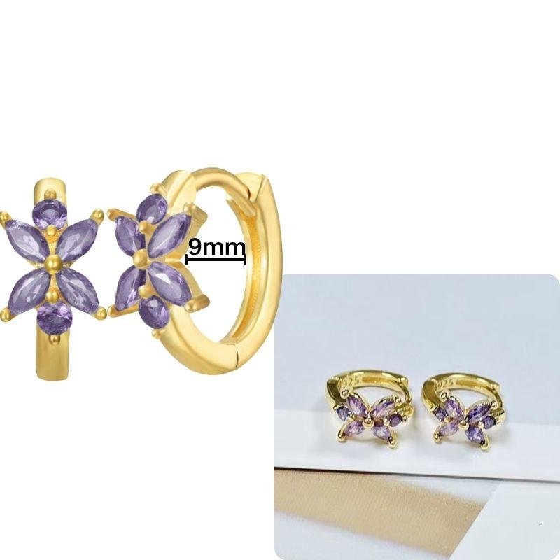 Damen 925 Silber Ohrstecker Lila Zirkon Ohrringe Creolen Lila Kristall Anhänger Ohrring Mode Hochzeits Schmuck