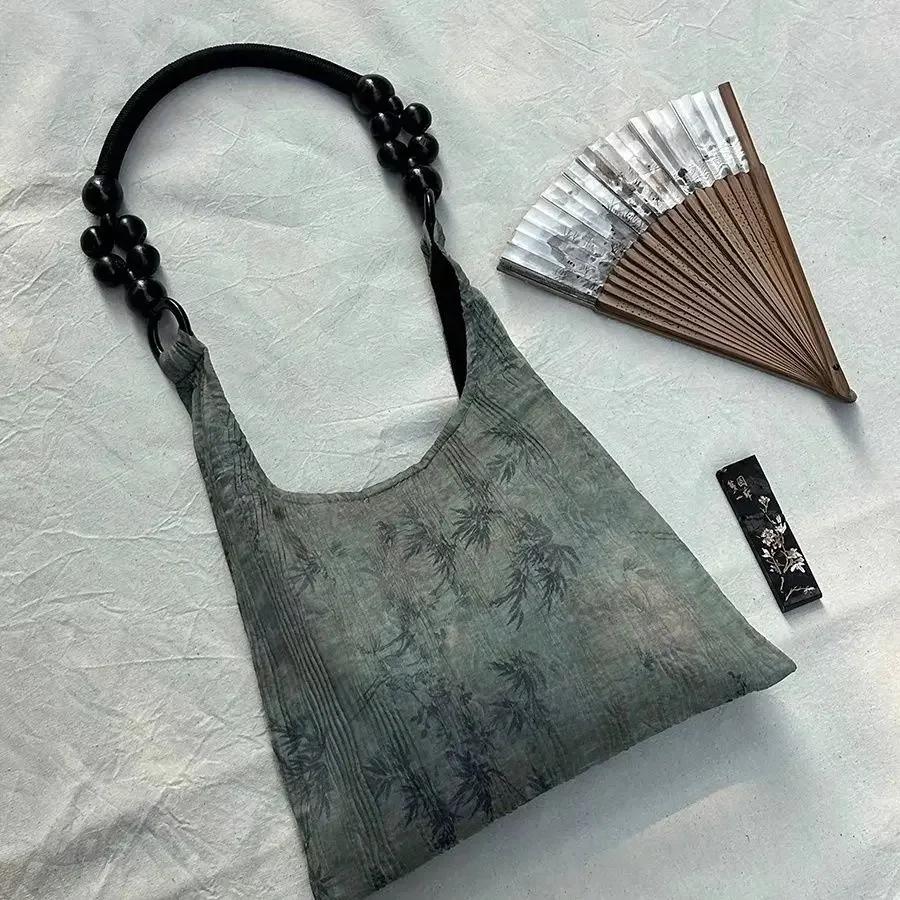 

Винтажная сумка женская сумка-тоут Hasp SOFT деревянные бусины большой емкости сумка через плечо женская сумка