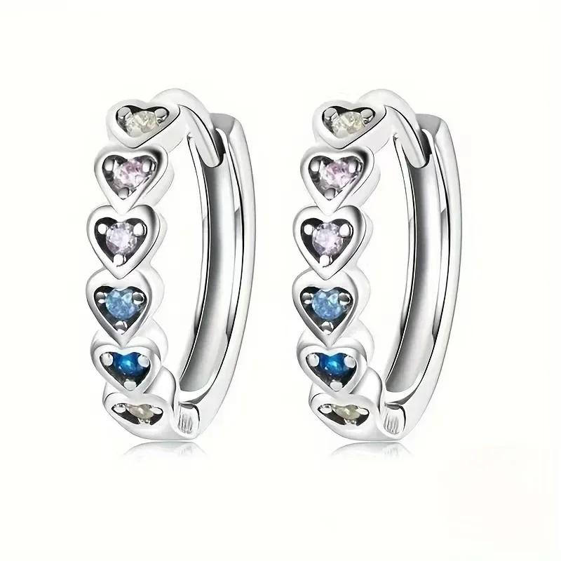 Simple Fashion Women's Earrings Geometric Color Inlaid with Zircon Personalized Trend Niche Light Luxury High-end Trend Party