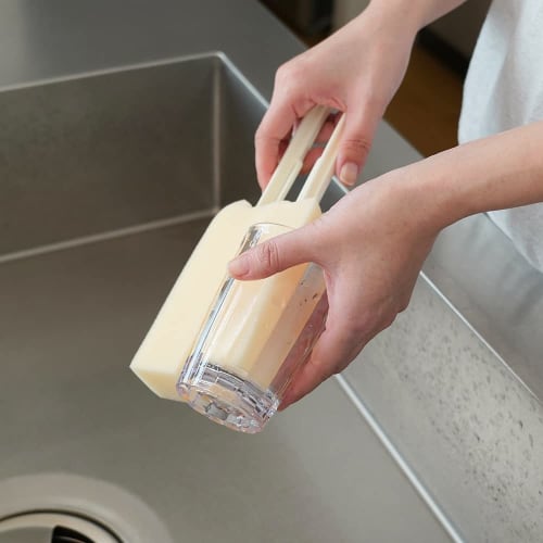 Azuma Industries Gosh Cup Clean Large G Green Dish Sponge, Cleans Both Sides by Clamping, for Mugs, Tumblers, and Dishes, Approximately 25cm Long