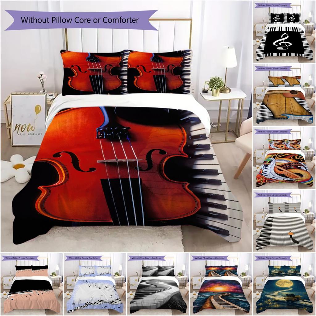 1PC Piano keys music Theme Bedding Quilt Set Quilt Cover Pillowcase Home Decoration Birthday Gift (1 * duvet cover + 2 * pillowcase, without core)A10