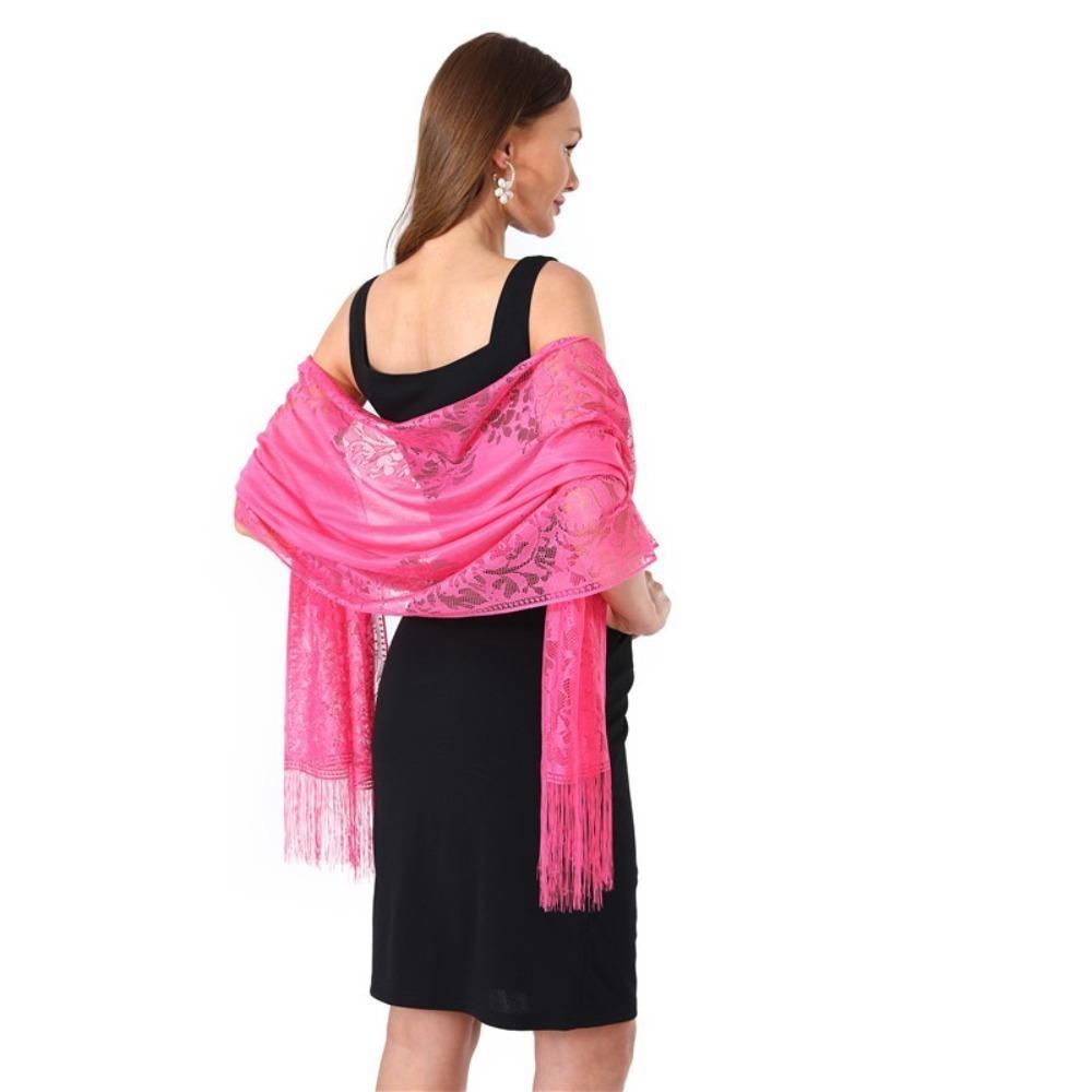 Solid Color Lace Shawl Hollow Tulle Shawl Wedding Accessories Fashion Scarf Cosplay