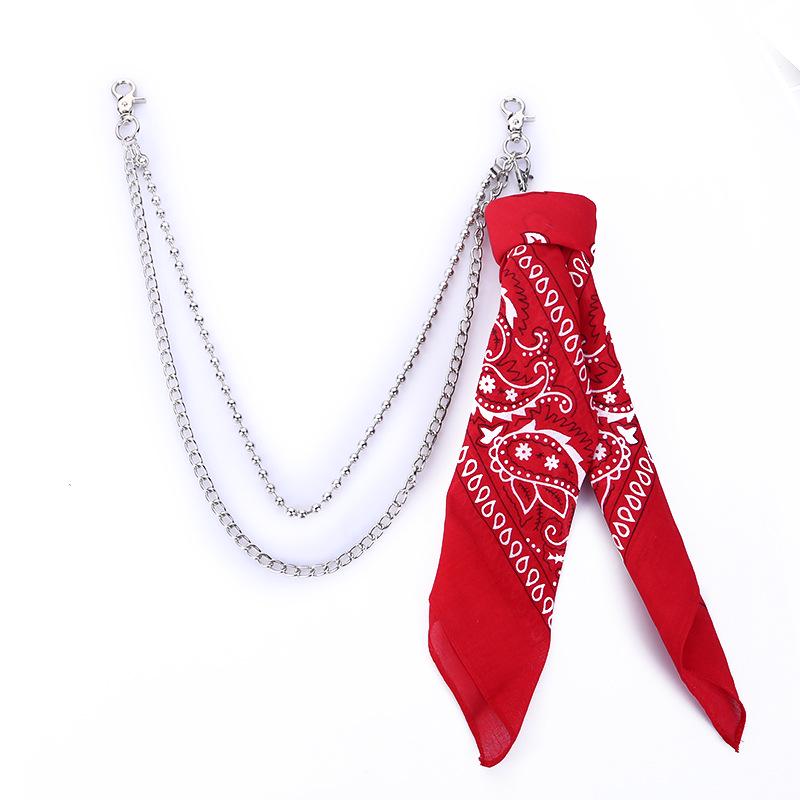 

Шарф с цепочкой из бисера и камня: Металлическое кольцо и цепочка на талию в стиле хип-хоп-панк для модных джинсов красный