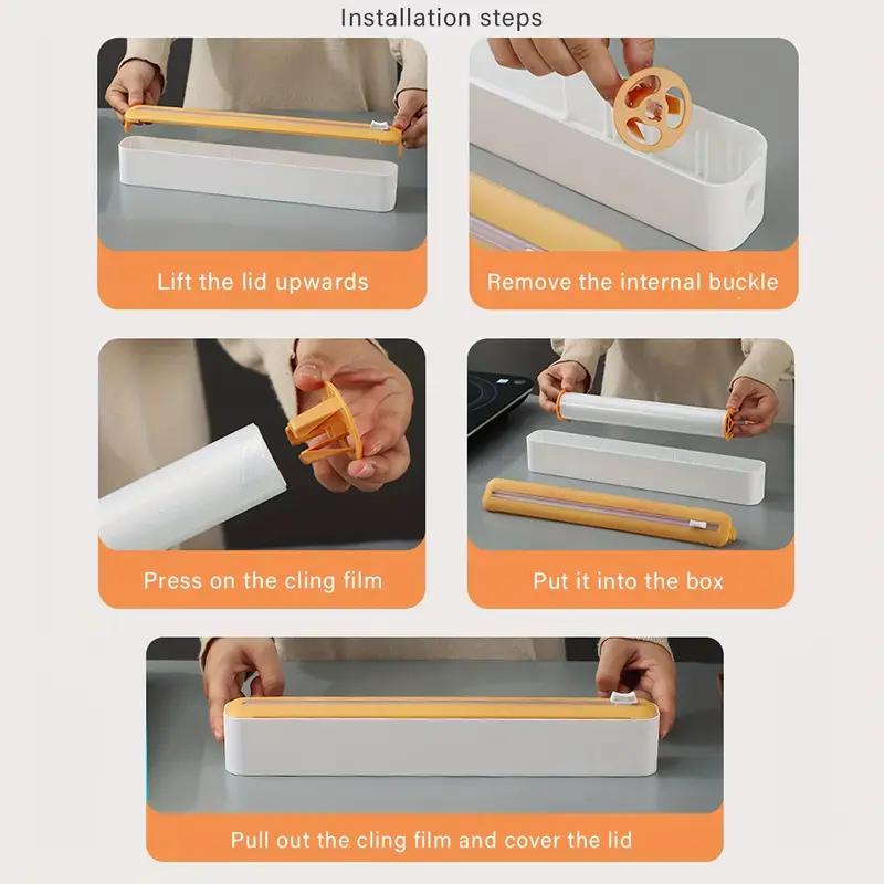 1pc Plastic Bag Holder, Plastic Cling Film Cutting Dispenser, Magnetic Cutting Box, Magnetic Refillable Plastic Packaging Dispenser
