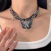 Sweet and Cool Gradual Change Butterfly Necklace Women's New Niche Design High Sense Collarbone Chain Internet Celebrity Explosion Spice Girl Wind