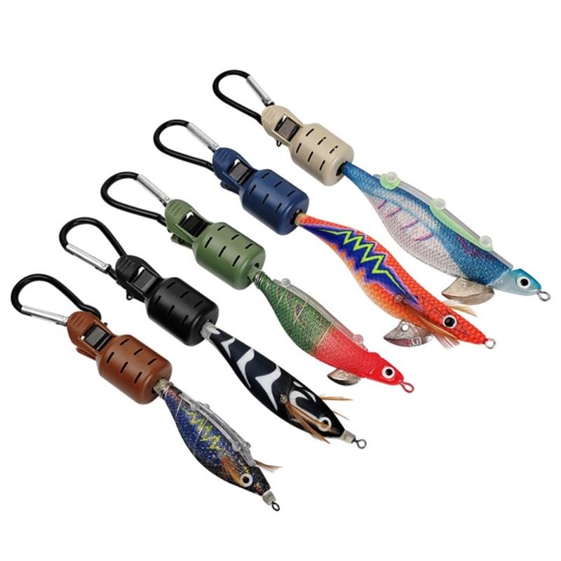 6Pcs Portable Squid Jig Hook Cover with Carabiner Squid Jig Baits Protector Squid Jig Fishing Tackle Easy to Use