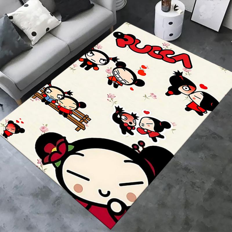 Pucca Bürostuhlmatte: Süßer Cartoon-Charakter-Teppich für Heimdekoration, Büro-Teppich-Geschenk, Geeignet für Schlafzimmer, Wohnzimmer, Verschiedene Räume