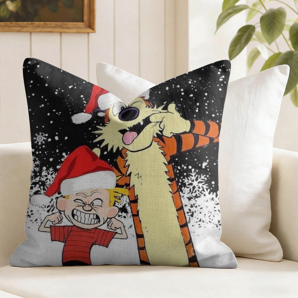 Comic CCalvin And HHobbes Cushion Cover Eco Linen Pillow Case DoubleSided Print Breathable Durable Zipper Home Decor Gift