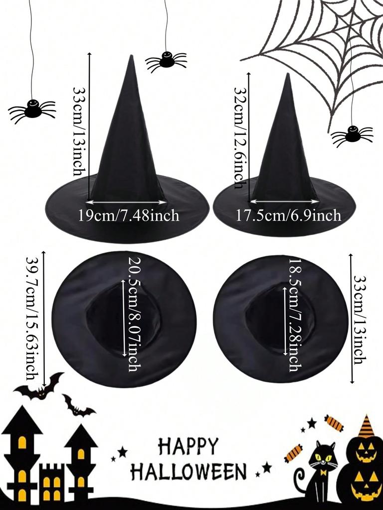 12PCS Halloween Party Decoration Hats Suitable For Both Men And Women Black Wizard Hats Halloween Party Costumes Accessories
