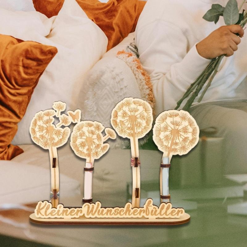 Handcrafted Dandelions Themed Wooden Craft Desk Organizers Nature Themed Money Gift Holder Decorative Storage Gift