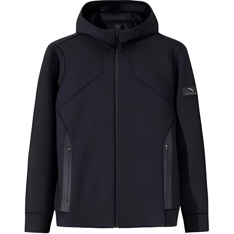 Anta Men s Black Knit Windproof Hooded Sports Jacket 152447723N-4 M