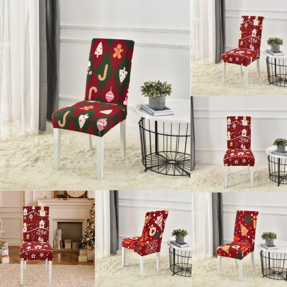 Christmas Dining Room Chair Covers Reusable Stretch Chair Slipcovers Removable Chair Covers for Holiday Party Decor