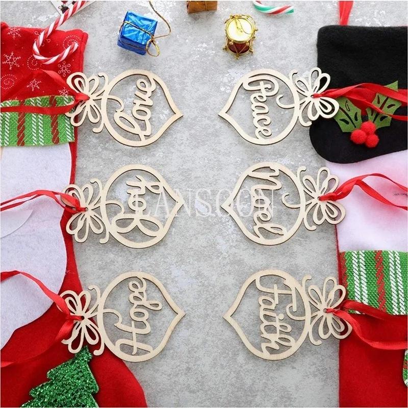 6 PCs Christmas Wooden Ornaments Ornaments Christmas Tree Ornaments  Christmas Decor