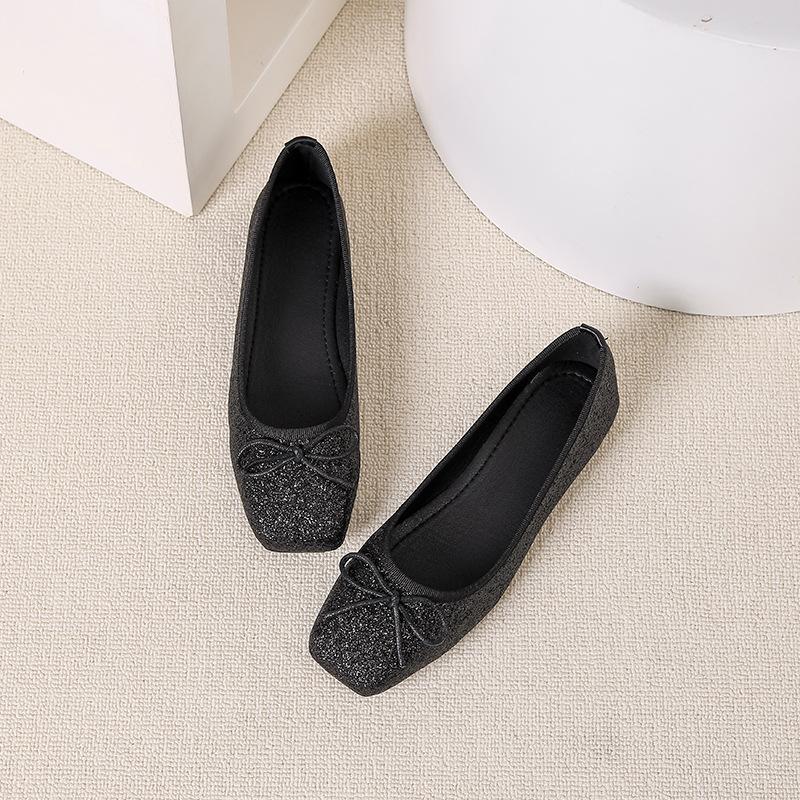 Women's Square Toe Ballet Flats Slip-On Dressy Shoes Business Casual Comfortable Foldable Work Loafers for Women Walking Flat Shoes Ballerina Flats
