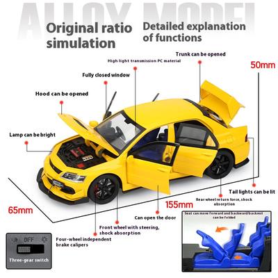 1:32 EVO 9 Alloy Racing Car Model Die-cast Metal Toy Car High Simulation Sound And Light Kid Toy Gift Collection