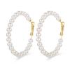 Vintage Chic Artificial Pearl Necklace And Earrings Set For Party Wear With Geometric Design