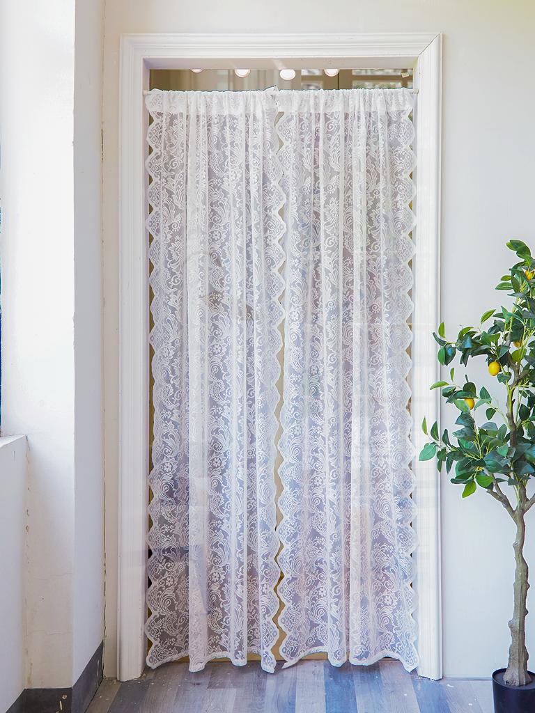 1 x weißer Spitzenvorhang, Fenstervorhang für Wohnzimmer, romantischer Spitzengaze-Vorhang für Hochzeiten und Feiertage.