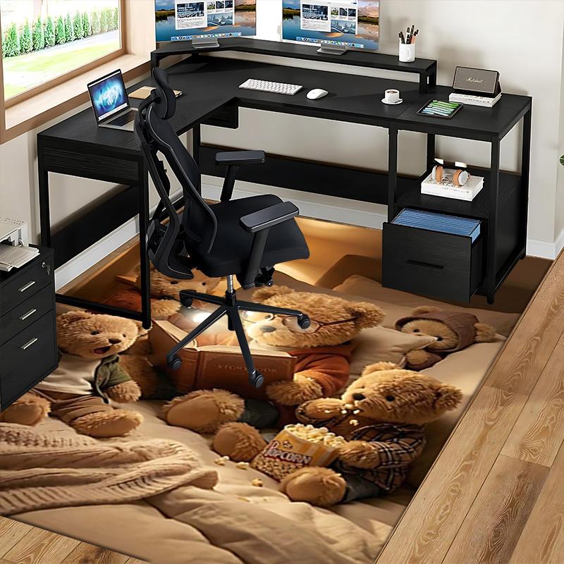 1pc Teddy Bear Storybook Office Chair Mat - Anime Cartoon Design, Non-Slip Carpet for Home Decor, Suitable for All Seasons, Perfect Gift for Holidays