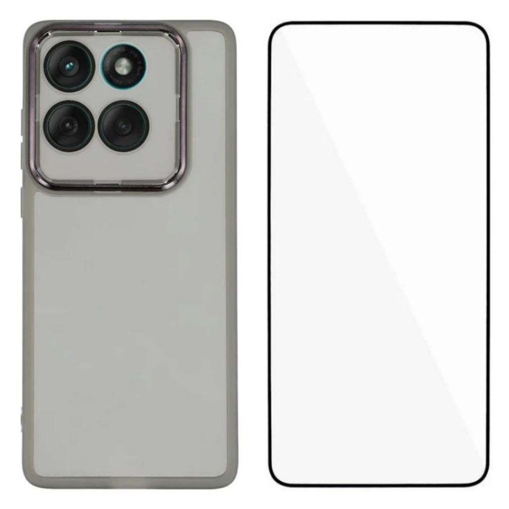 For Motorola Edge 60 Fusion 5G TPU Case WANLONFENG DKSM Series Electroplated Frame Back Cover with Tempered Glass