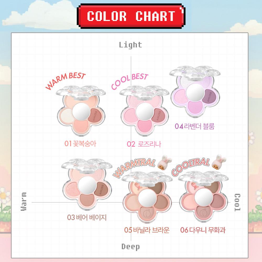 [Monchhichi Limited Edition / Photo Keyring Gift] AMUSE Flower Eye Palette 05 Vanilla Brown