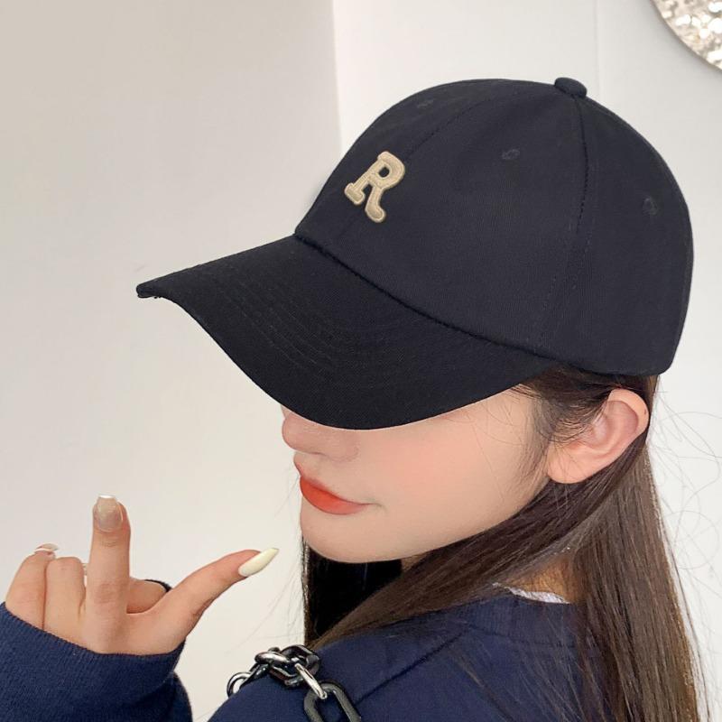 New R letter color baseball cap women's summer soft top sunshade cap student couple sun hat