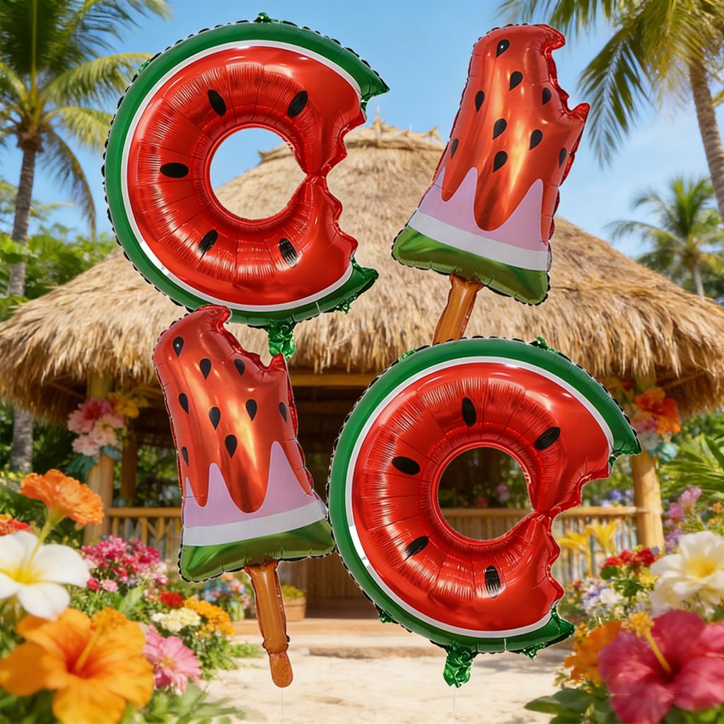 2/4pcs Summer Fruit Watermelon Ice Cream Balloon Set Hawaii Party Decoration Birthday Party Photo Props