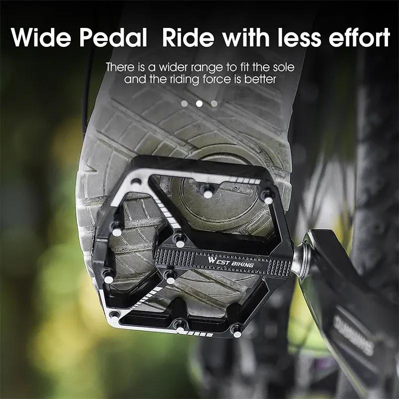 WEST BIKING Aluminum Alloy Bicycle Pedals Double DU Bearing 3 Perrin Chromium-molybdenum Steel Shafts MTB Road Bike Accessories