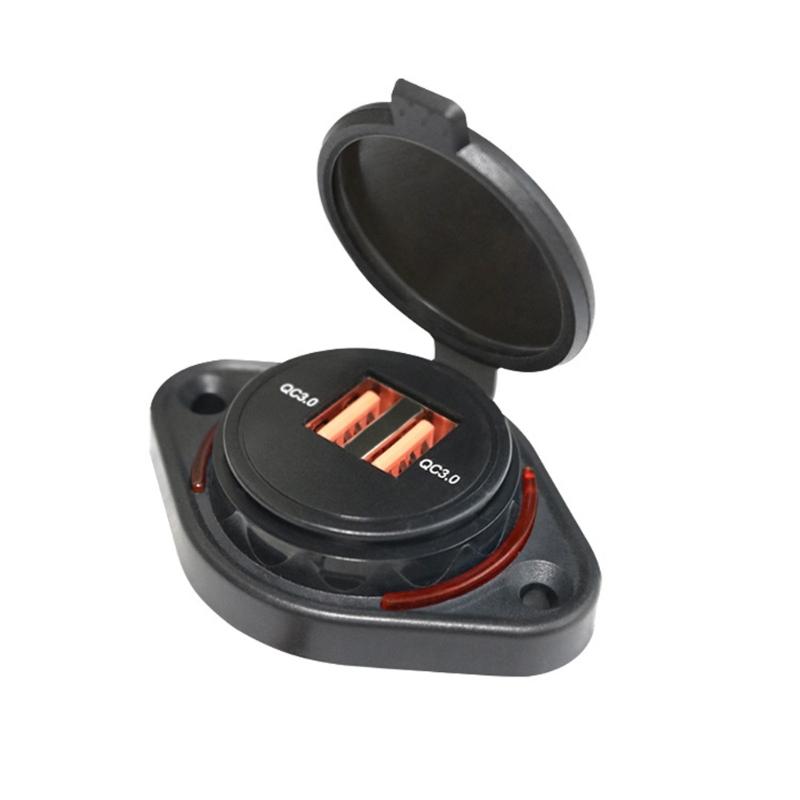Quick Charge3.0 Car Charger with Double USB Port for Fast Charging Smartphones Tablets in 12-24V Vehicles Safety Features
