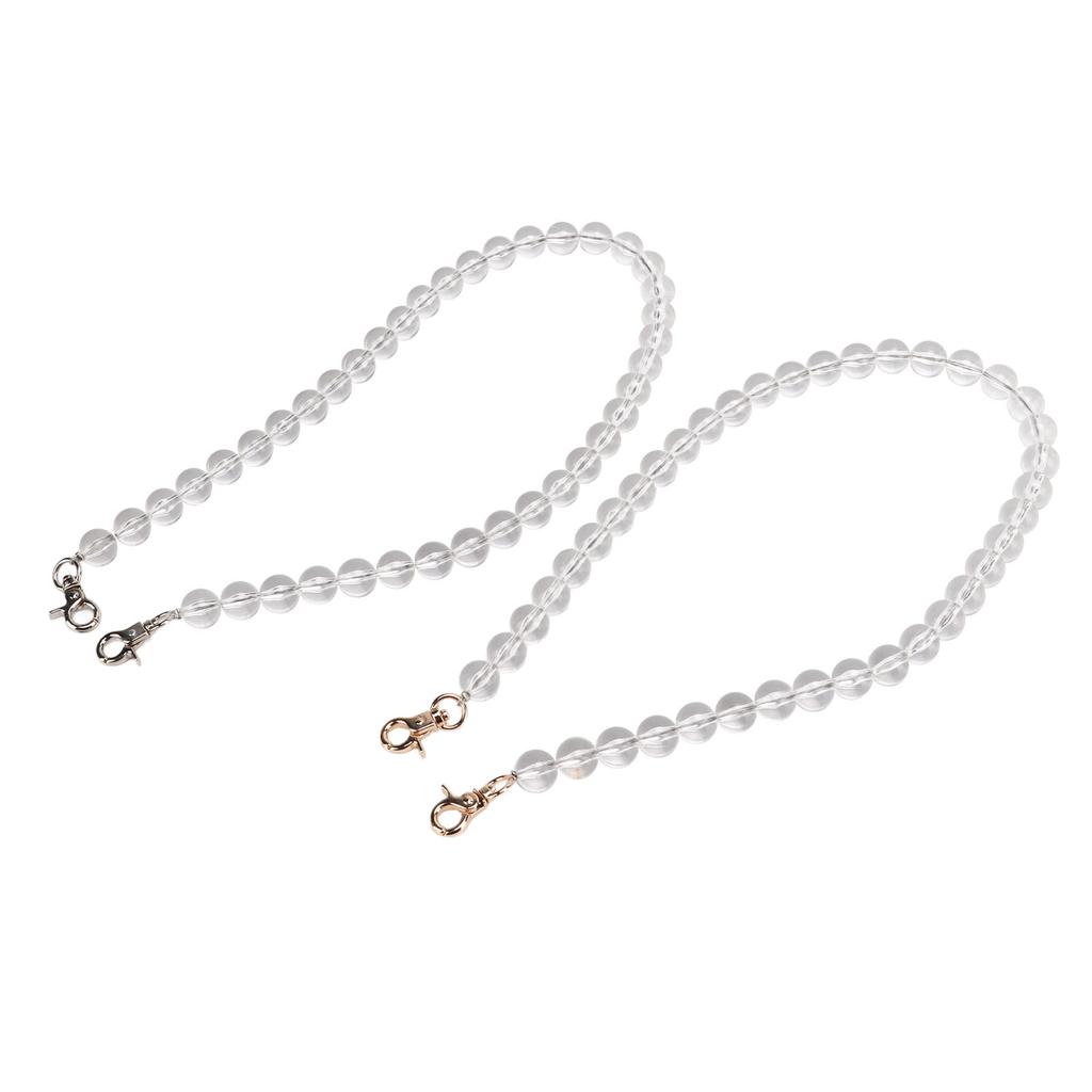 2 Stück Taschenriemen 60cm 24in Austauschbar DIY Acryl Transparent Perlenkette für Handtasche 14mm