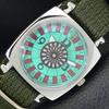 REFURBISHED VINTAGE HAND-WINDING SWISS MENS ROULETTE SEA GREEN WATCH A700938-5 R205a-a700938