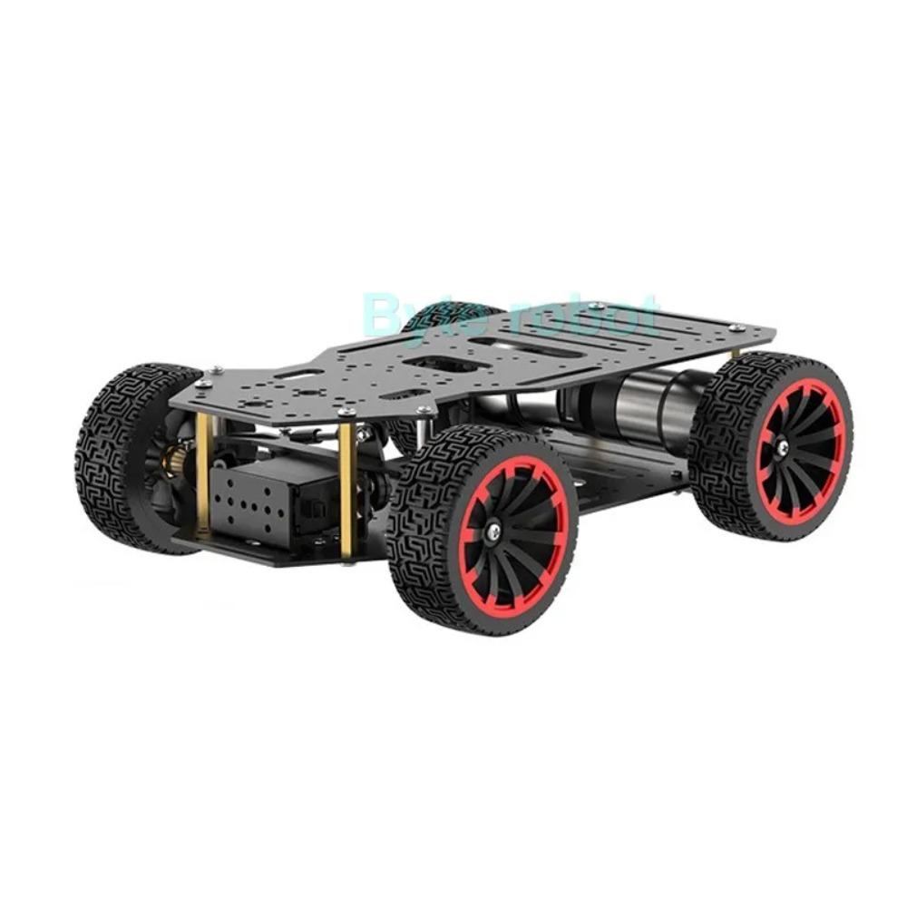 Auto Robot 4WD Carico 5KG Telaio RC Ackerman in Metallo con Motore a Doppio Encoder Servo Sterzo Ruota Anteriore Robot Programmabile Kit Fai-da-te