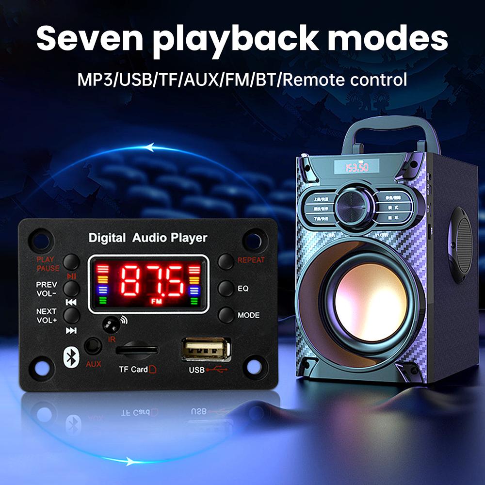 DC 6-18V Zweikanal BT 5.0 Audioverstärkerplatine 2*25W Multifunktionales MP3-Dekoderboard mit Verstärker MP3/USB/TF/AUX/FM/BT