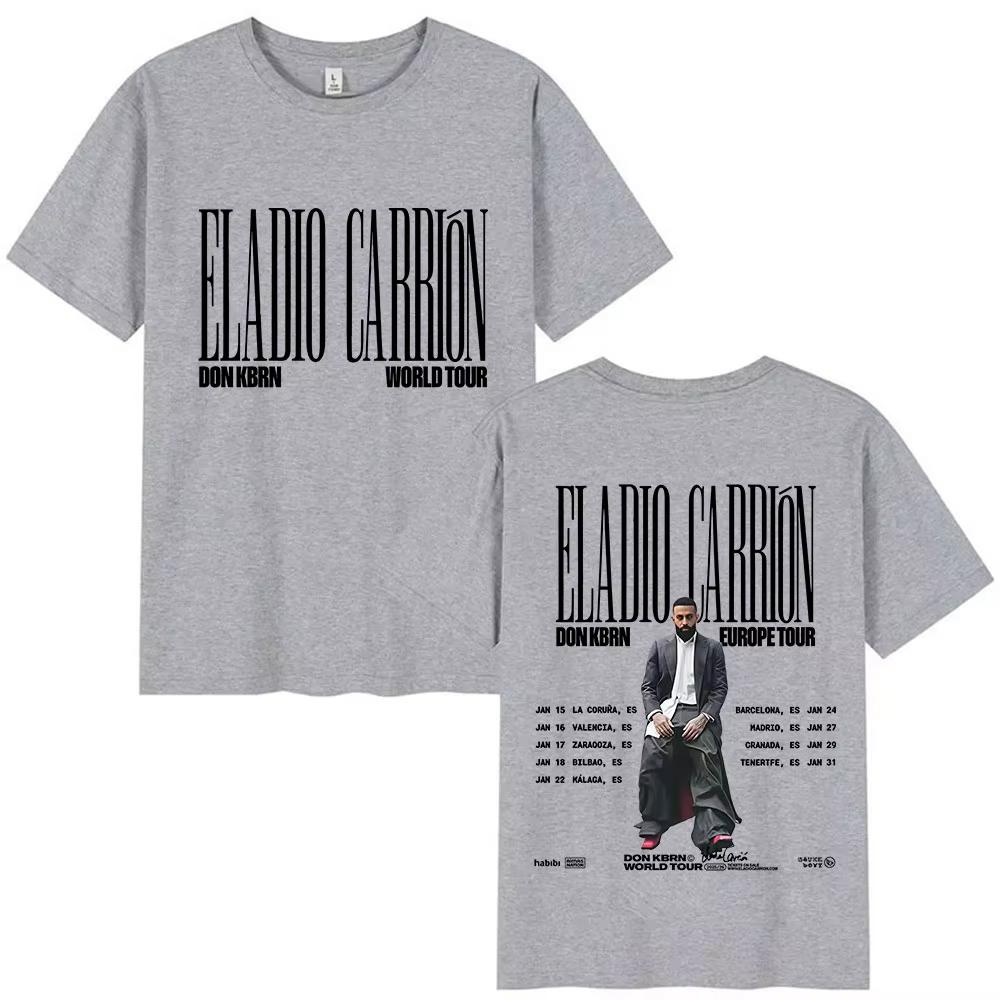 ELADIO CARRIÓN DON KBRN WORLD TOUR 2026 Magliette Merch Uomo Moda Musica Pop Maglietta Oversize in Cotone Abbigliamento Hip Hop Maglietta