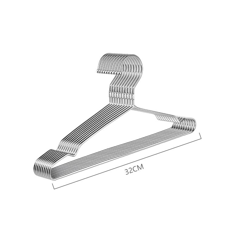

10 шт./набор Вешалка для одежды из нержавеющей стали для платьев, футболок, пальто, свитеров, органайзер для хранения в шкафу, сушилка 32cm