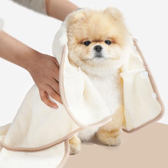 Pet Bath Wrap Super Absorbent Dog Towel with Bunny Ears Fast Drying Hooded Pet Robe for Dogs Cats Bath After Shower Grooming