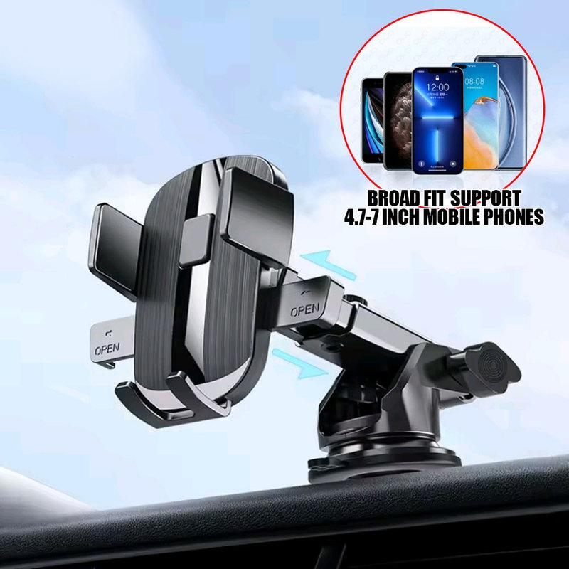 Car Windscreen Suction Cup Mount Holder with Charging Port Dashboard Console Adjustable Long Arm Phone Holder Auto Accessories