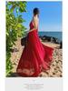 Elegant Red Fairy Beach Dress: Long, Backless, Sanya Travel Skirt