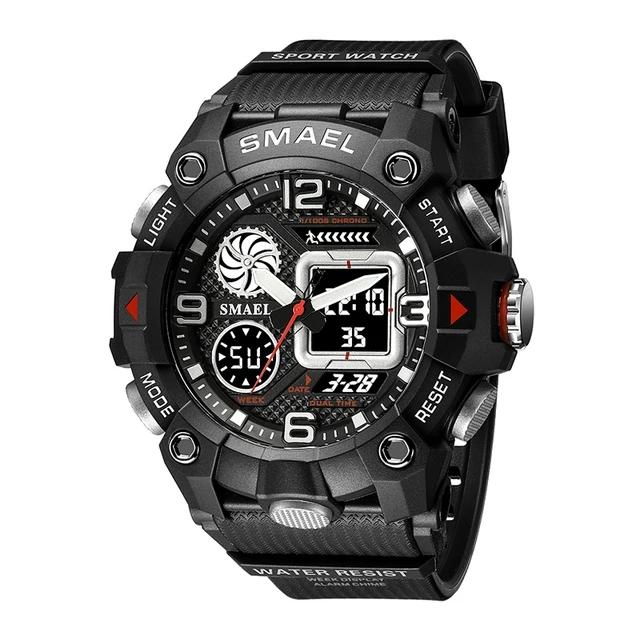 Smael 8055 Hot Sale Fashion Digital LED Quartz Analog Dual Display Watch Outdoor Sports Waterproof Alarm Clock Electronic Watch