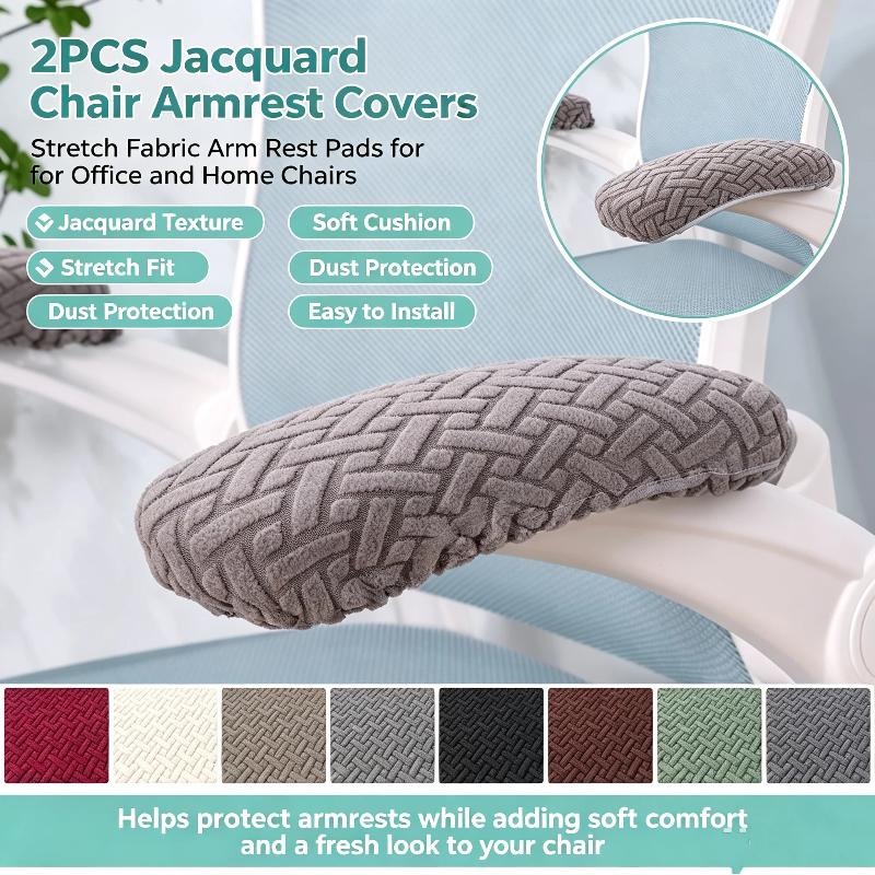 2Pcs Thick Jacquard Office Chair Armrest Covers Washable Rotating Chair Arm Protector Case for Office Gaming Chairs