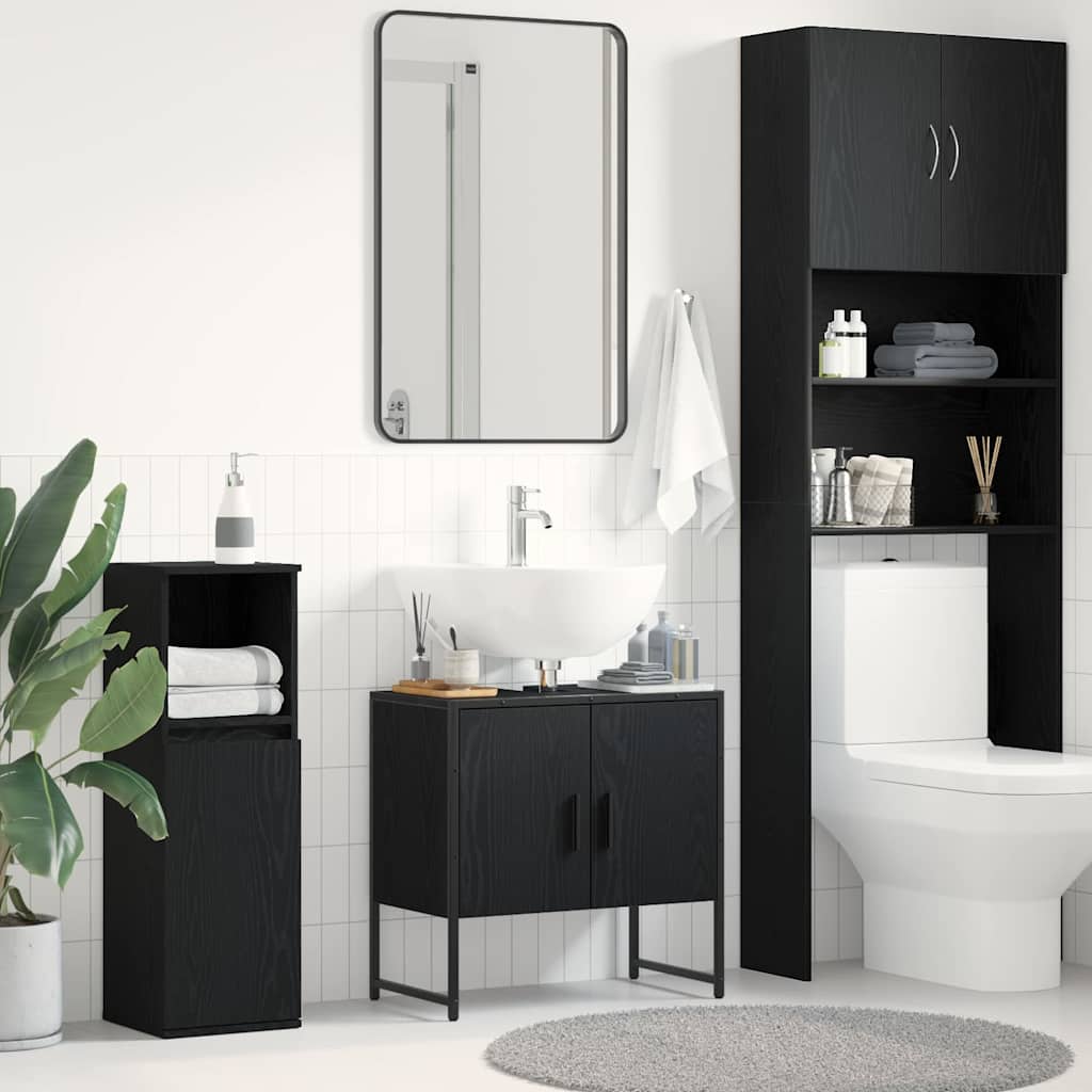 vidaXL Waschbeckenschrank Schwarz Eichen-Optik 60 x 30 x 60 cm schwarz