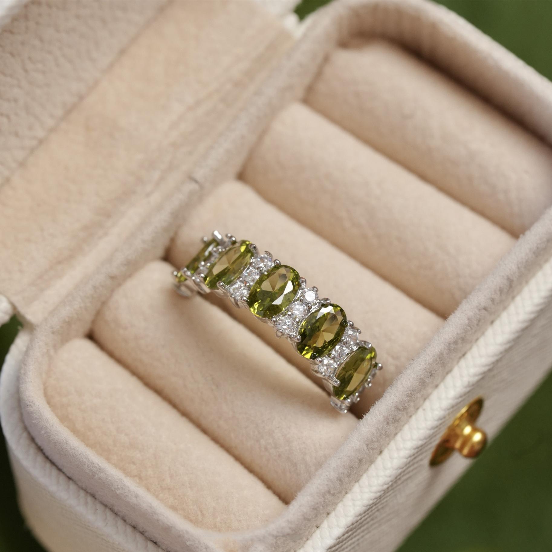 

[Норвежский лес] Французское ретро оливково-зеленое цирконовое кольцо женское легкое роскошное изысканное с высоким чувством регулируемое кольцо Opening adjustable