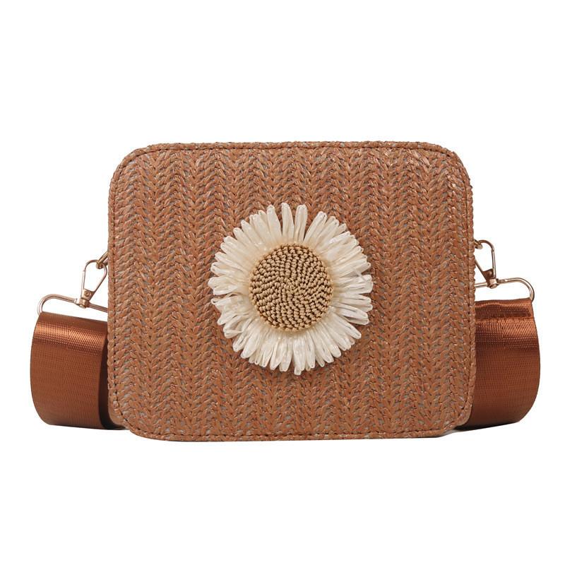 Stylish Fresh Summer Bag Woven Flower Crossbody For Women Chic Square Design