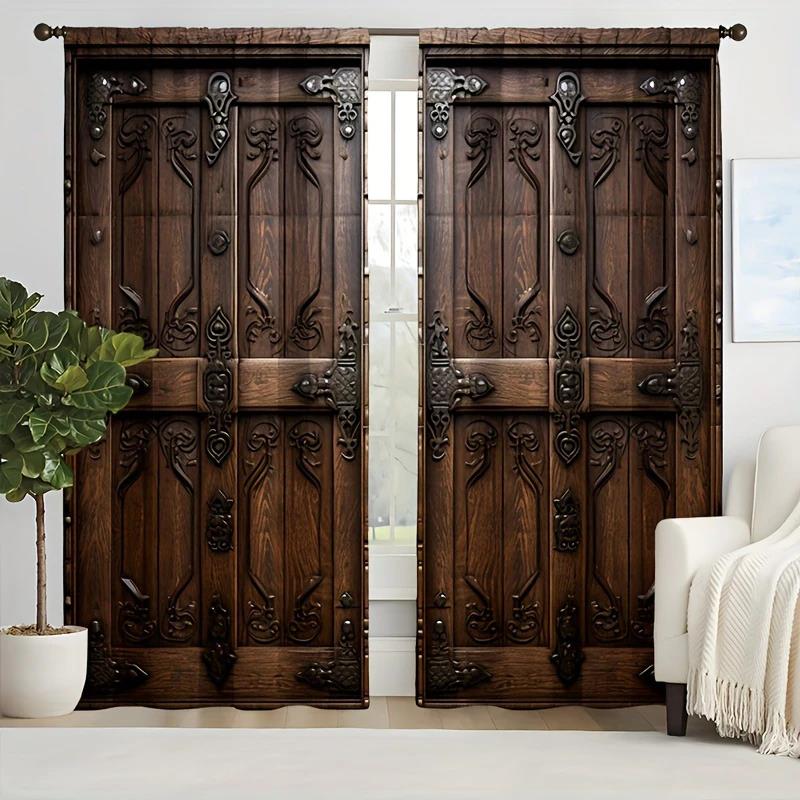 New fashionable wooden door decorative printed curtains, pole bag home decoration, room decoration
