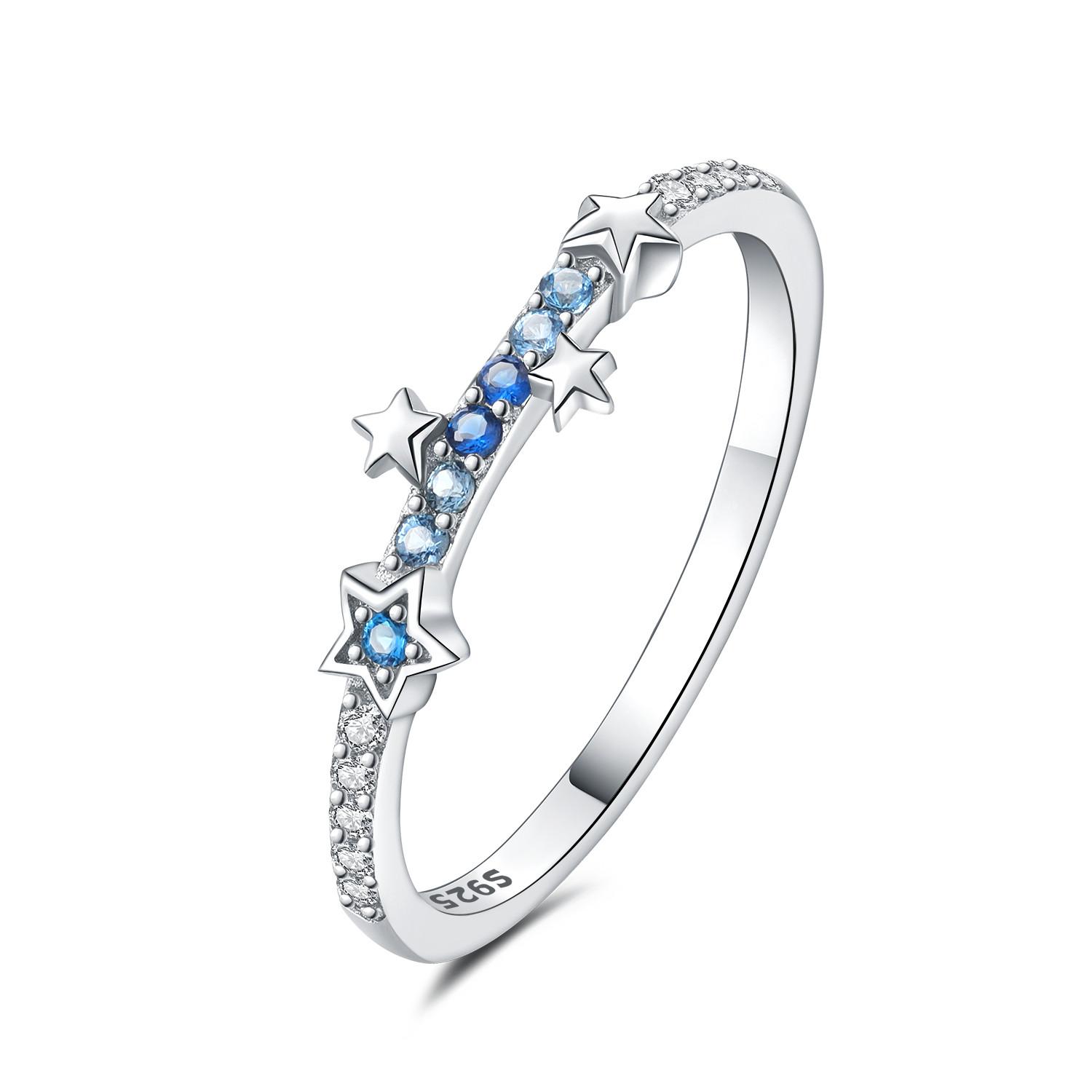 

925 Sterling Silver Gradient Zircon Star Closed Ring For Women Finger Ring Personality Jewelry Birthday Party Exquisite Gifts 6