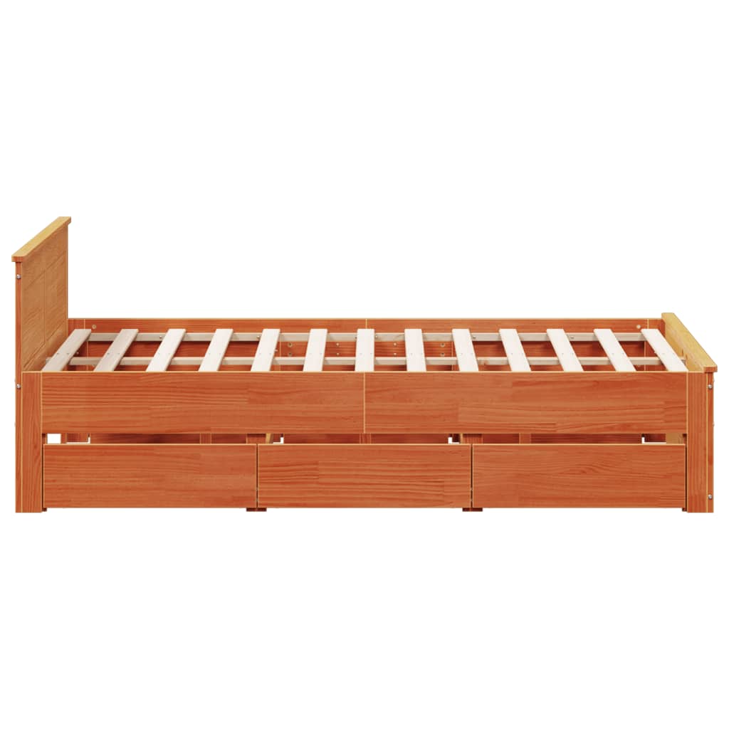 Vidaxl Bed Without Mattress, With Headboard, Waxed Brown, 150X200 Cm