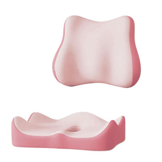 Coussin d'Assise avec Dossier Séparé Coussin en Mousse à Mémoire de Forme avec Soutien Dorsal Coussin de Chaise de Bureau pour Soulagement de la Sciatique Soutien Lombaire Utilisation pour Voyage en Voiture