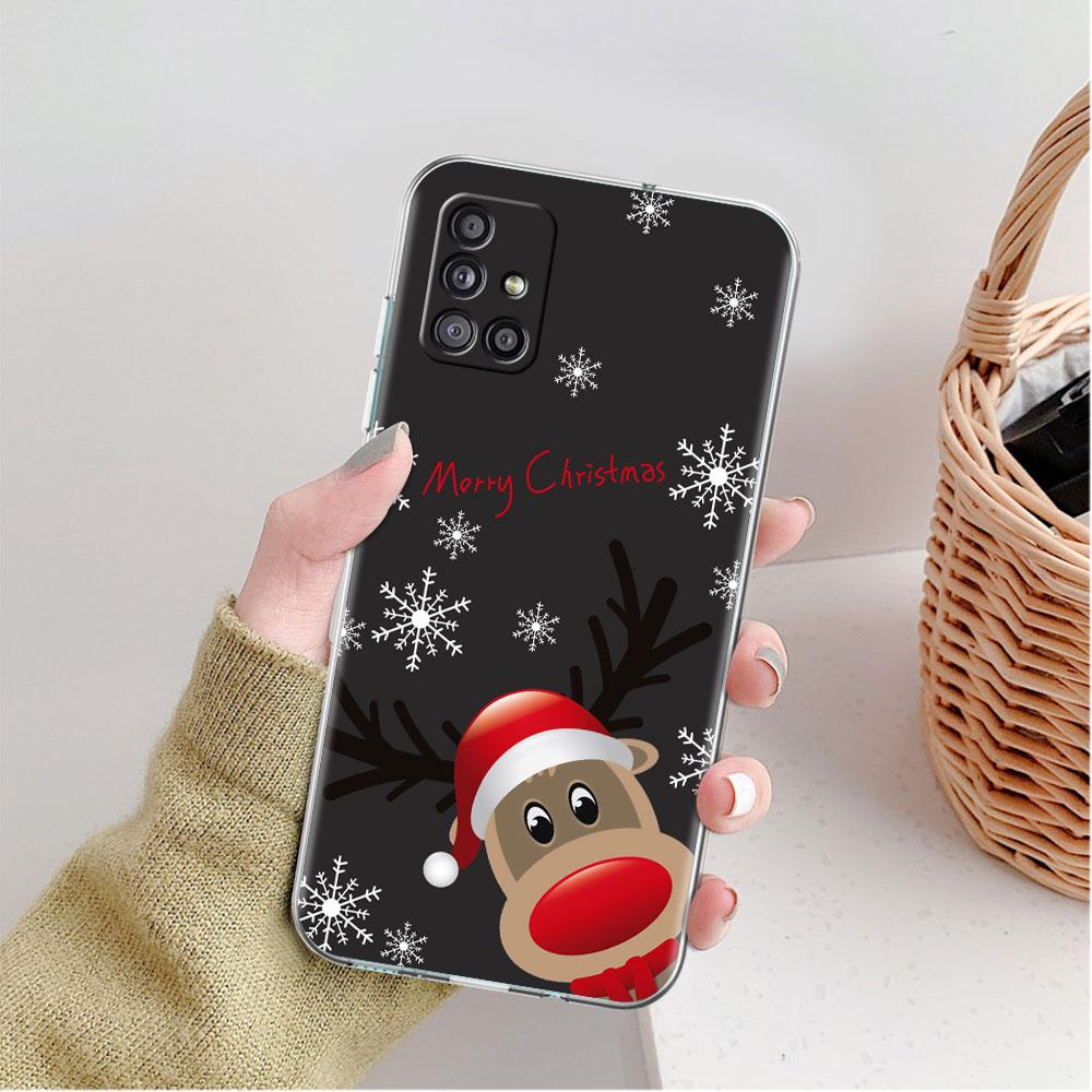 Průhledný kryt s červeným nosem losa a Santa Clausem pro Samsung Galaxy A52 A12 A51 A32 A21s A71 A32 A22 50 A70 A31 A72 5G