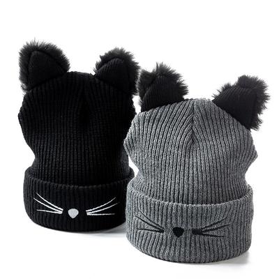 Fashion Cat Ear Women Hat Akrylowa czapka z dzianiny Ciepła czapka zimowa dla kobiet Wysokiej jakości czapka Bonnet